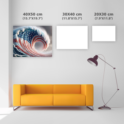 American Flag In Ocean Wave - Diamond Painting