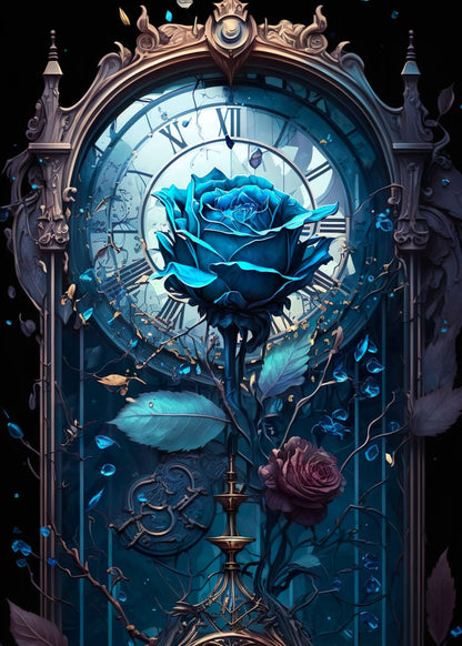 Rose bleue - Peinture diamant