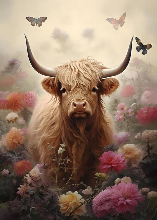 Adorable Baby Highland Cow Standing - Diamond Painting