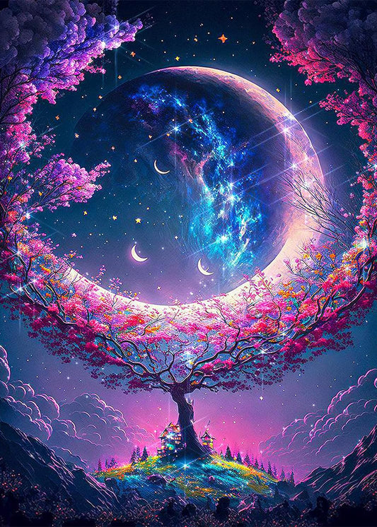 Romantic Moon Tree - Diamond Painting