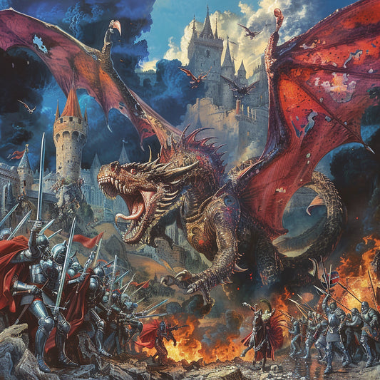 Fantasy world with dragons - Diamond Painting