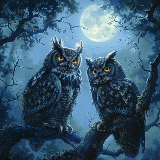 Giant horned black owl - Diamond Painting