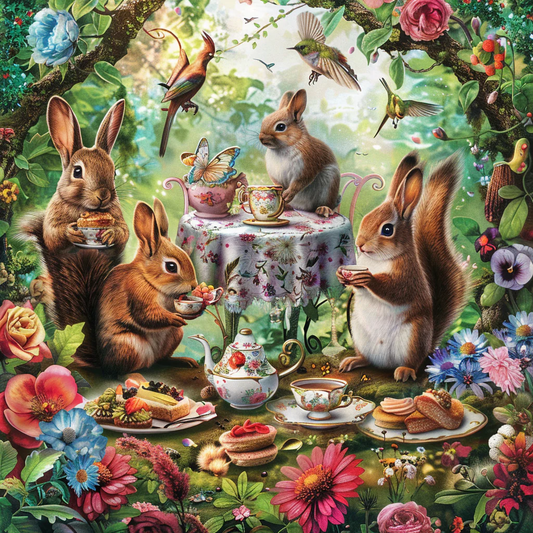 Bunny Rabbit Tea Time - Peinture au diamant