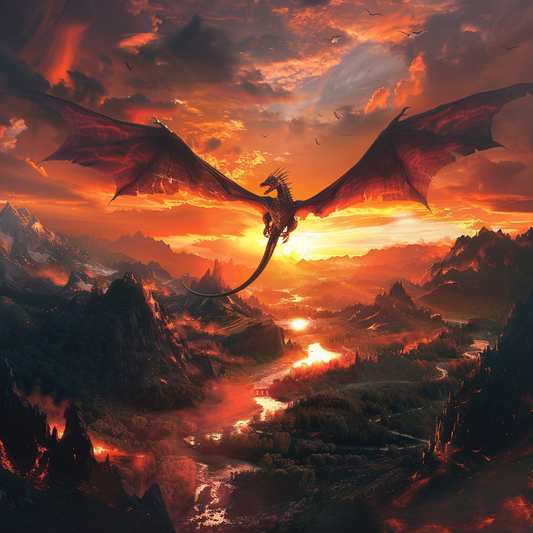 Dragon volant dans le ciel - Diamond Painting