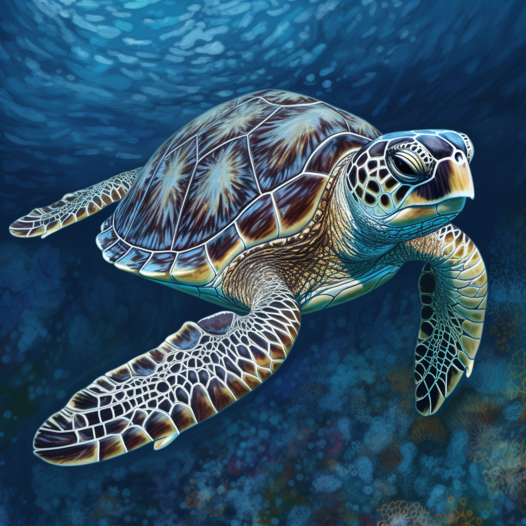 Sea Turtle In The Deep Sea - Diamond Painting