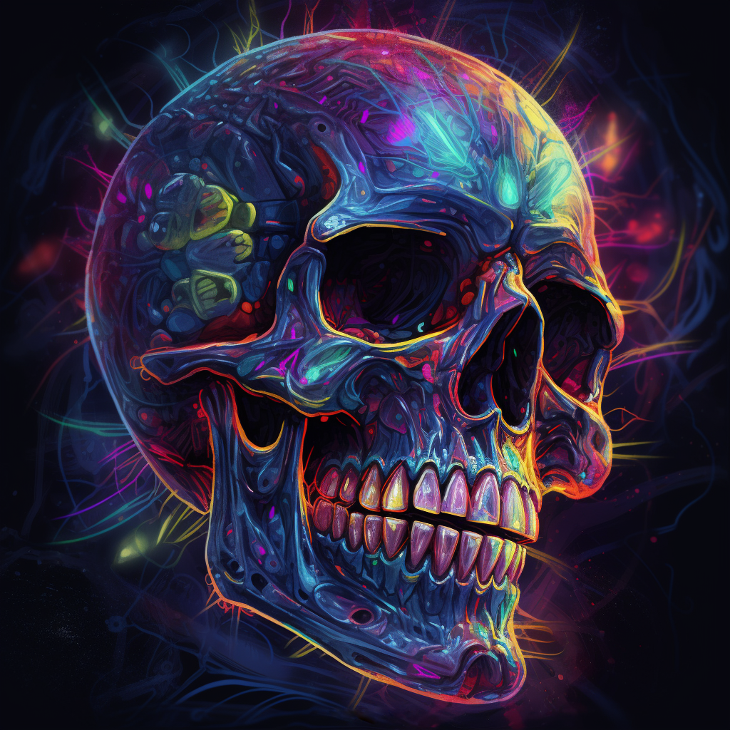 Skull With Neon Lights - Diamond Painting