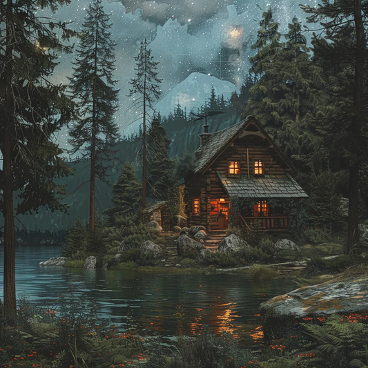Small cabin in the woods - Diamond Painting