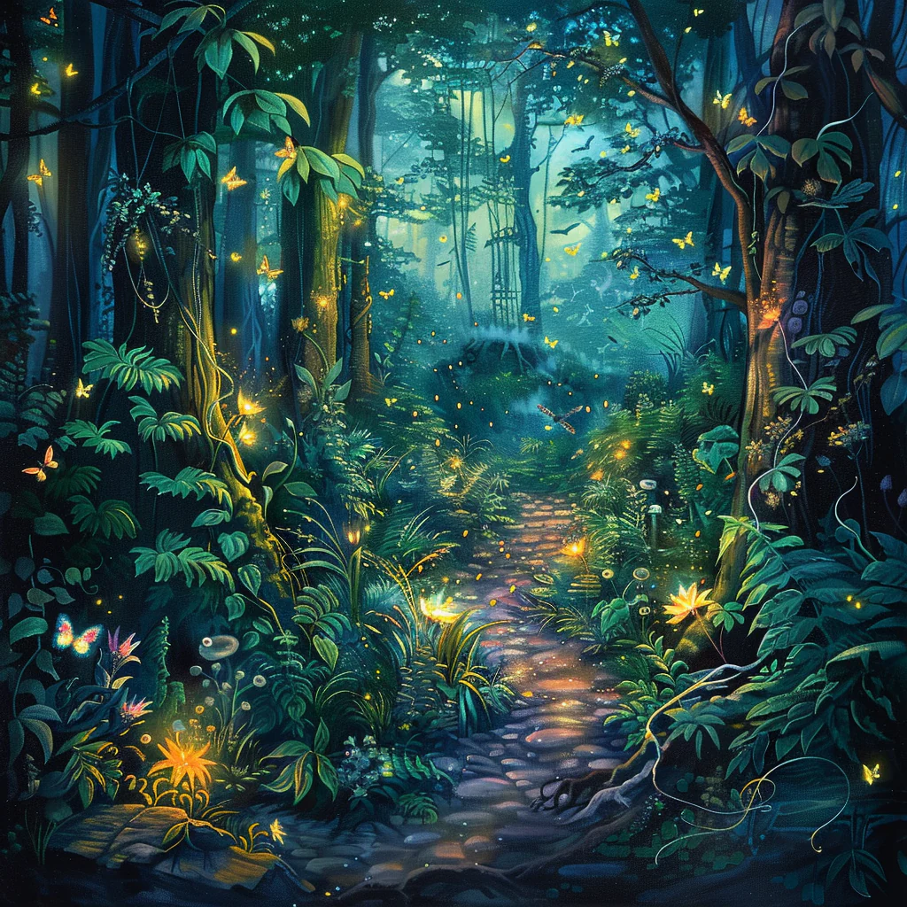 Illustration einer Dschungelszene - Diamantmalerei