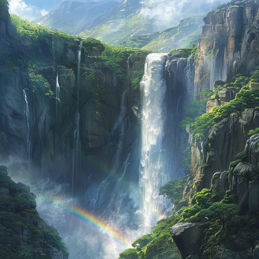 Ein Wasserfall mit einem Regenbogen - Diamond Painting