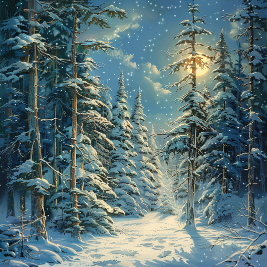 Une forêt féerique d’hiver - Peinture au diamant