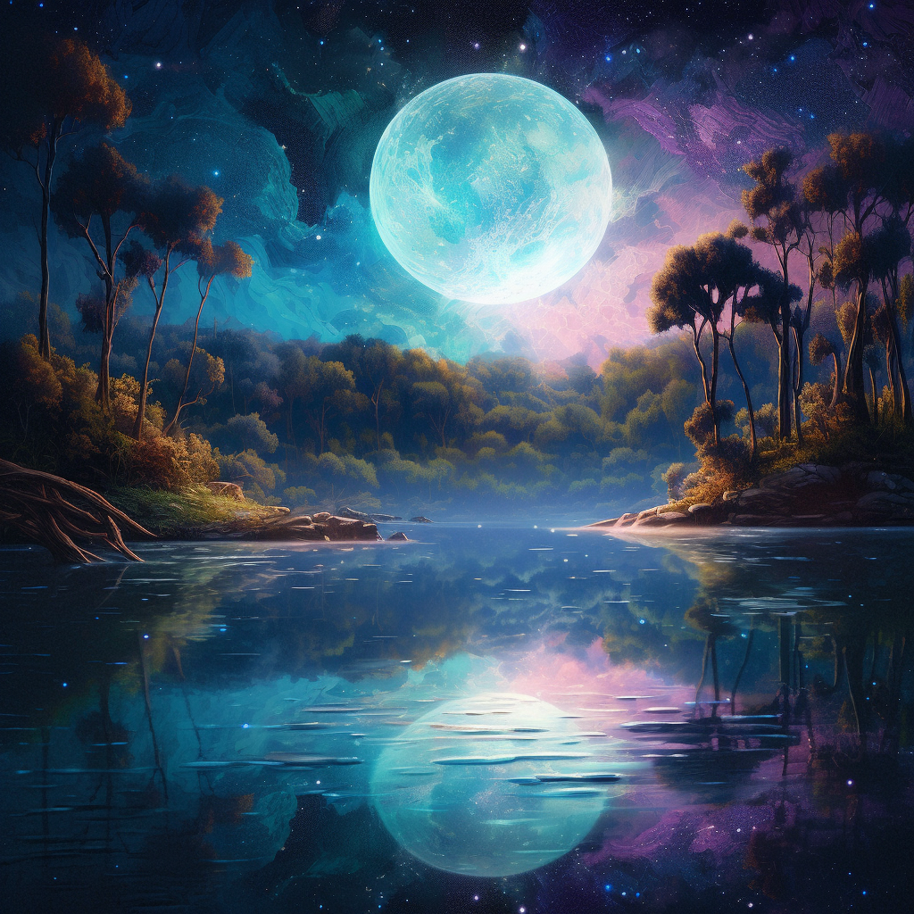 Dream Moon Lake-Diamond Painting