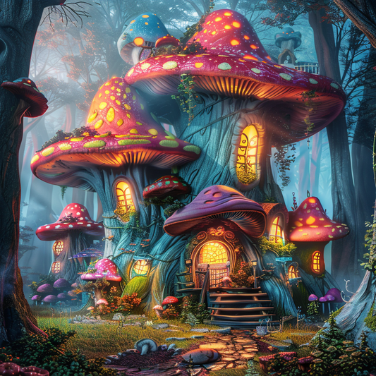 A fairy mushroom house - Diamond Painting