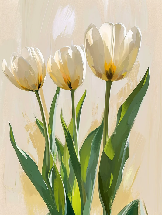 Tulipes blanches - Peinture diamant