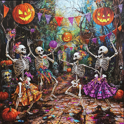 Lively Dance Party of Skeletons - Diamond Painting