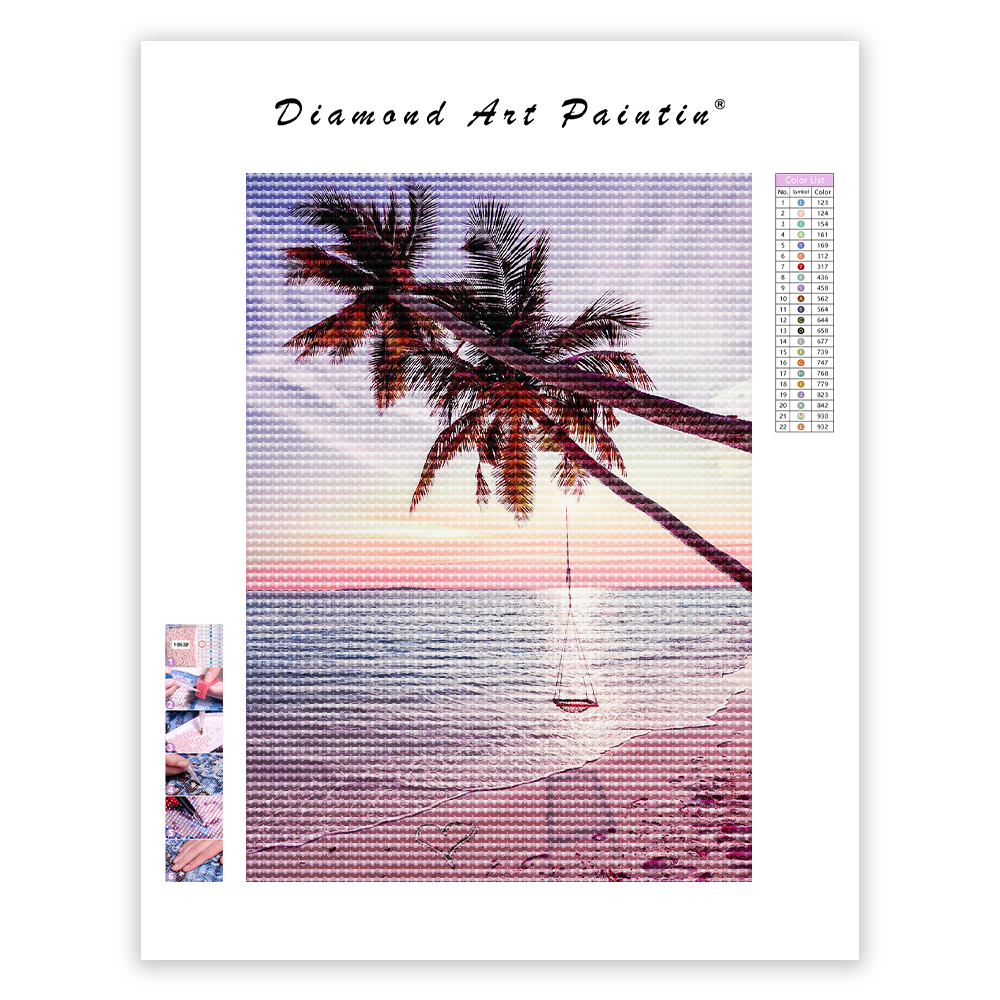 palm tree beach - Diamond Painting