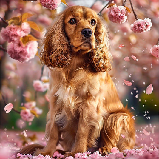 Spring nature dog - Diamond Painting