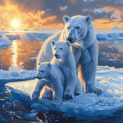Ours polaires sur glace - Diamond Painting