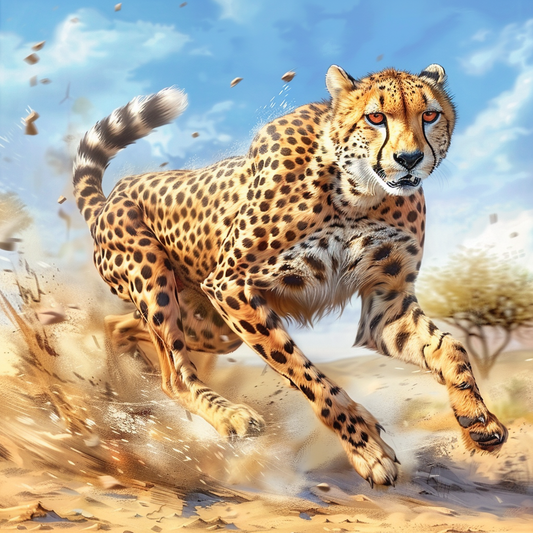 Gepard läuft in der afrikanischen Savanne - Diamantmalerei