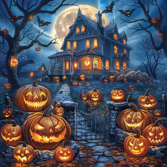 Halloween Pumpkin Castle - Diamond Painting