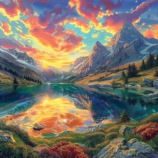 Rocky Mountains Sunset - Diamond Painting