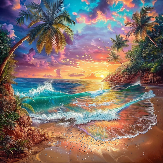 Tropische Eskapade Sonnenbeschienene Palmen - Diamantmalerei