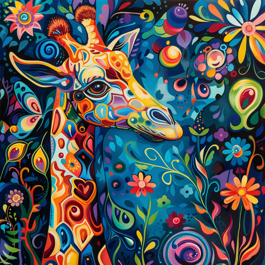 Girafe psychédélique - Peinture au diamant