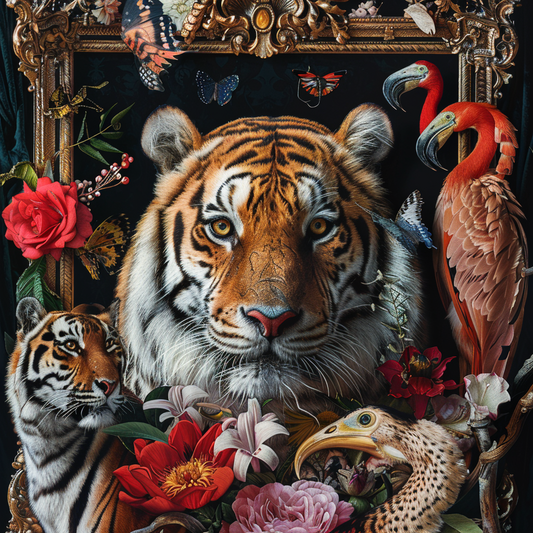Floral Tiger Portrait - Diamond Painting