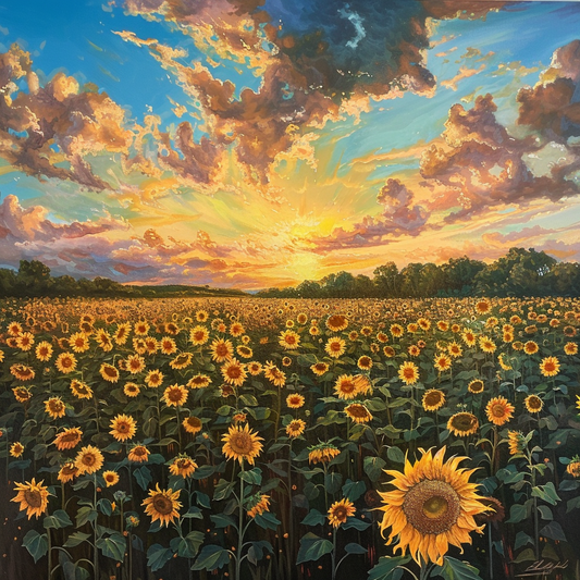 Sunflower fields hyperrealistic - Diamond Painting