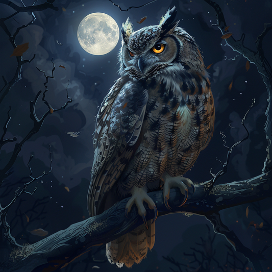 Owl in the night forest - Diamond Painting