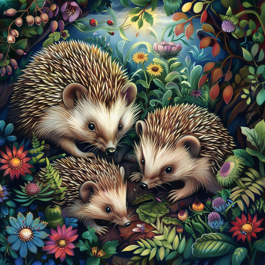 Springtime Hedgehog Haven - Diamond Painting