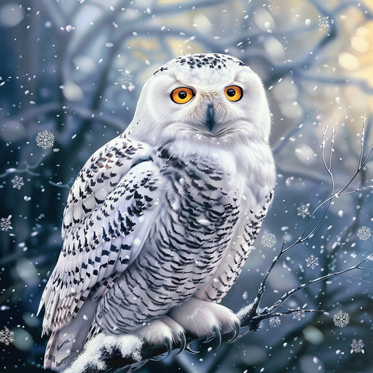 A Wise Looking Snowy Owl - Diamond Painting