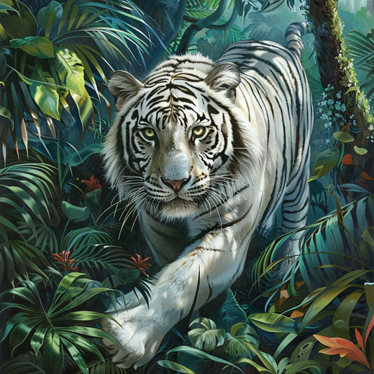 Exotischer weißer Tiger - Diamantmalerei