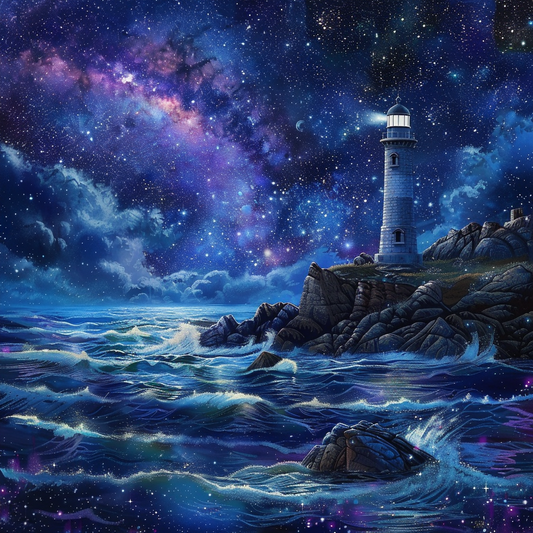 Lighthouse at Night - Diamond Painting