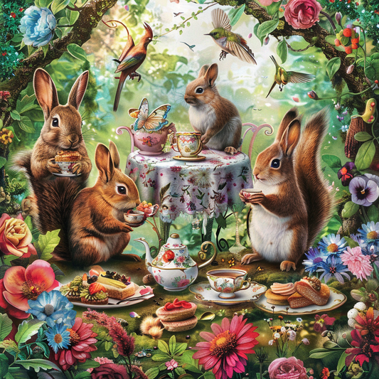 Bunny Rabbit Tea Time - Diamond Painting