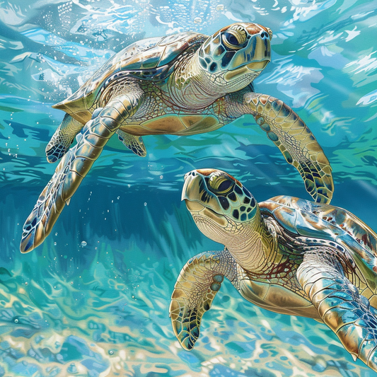 Blaue Meeresschildkröte - Diamantmalerei
