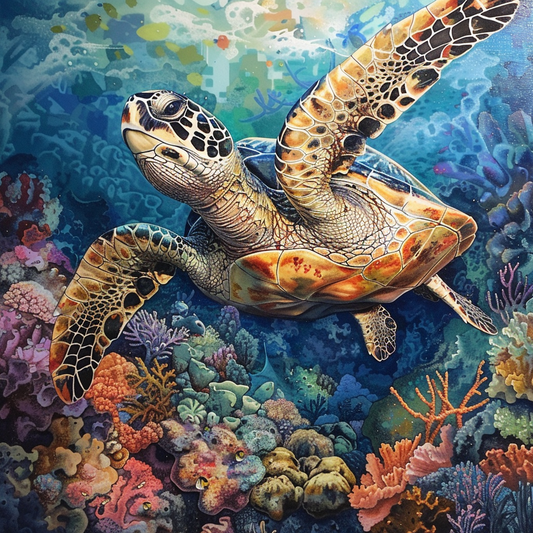 Green Sea Turtle Habitat - Diamond Painting