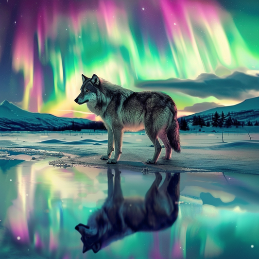 Wolf im Schnee - Diamantmalerei