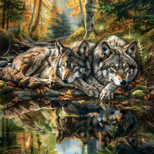 Wolf der Wildnis - Diamantmalerei