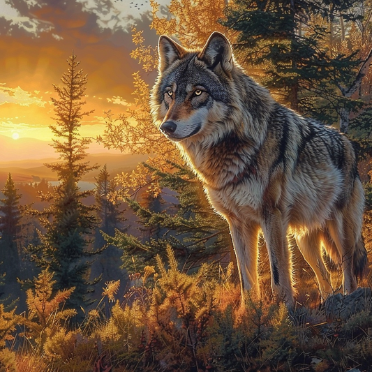Wolf der Wildnis - Diamantmalerei