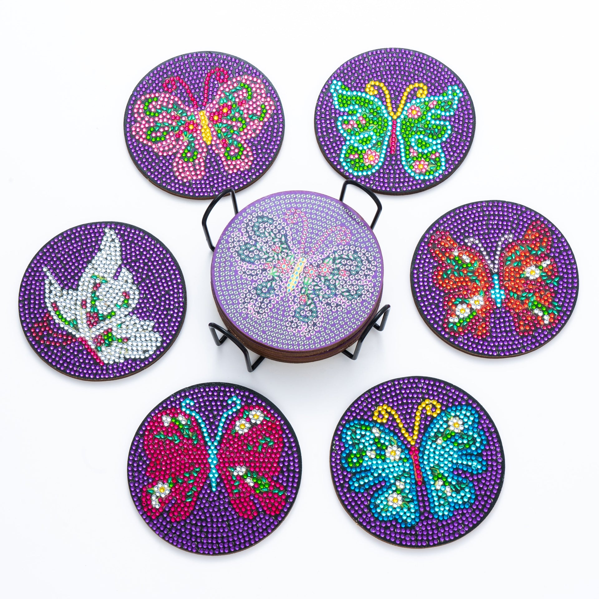 Diamond Painting Coasters Kit with Holder 6 Pcs DIY Diamond Painting  Butterfly